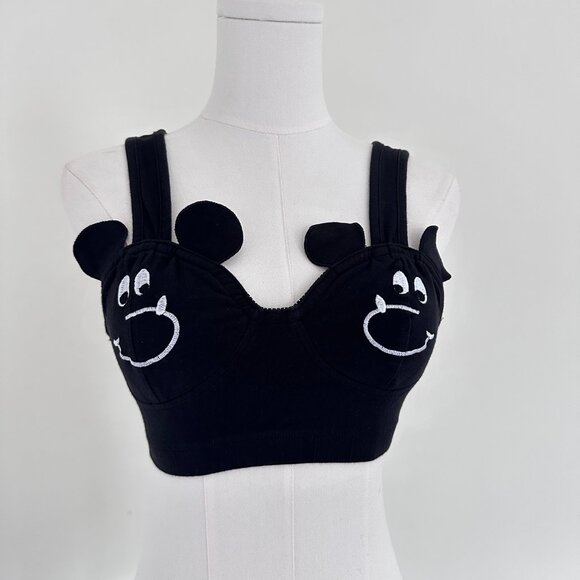 Rare Lazy Oaf Bear Bra Crop Top Black Size S Y2K - Picture 6 of 13